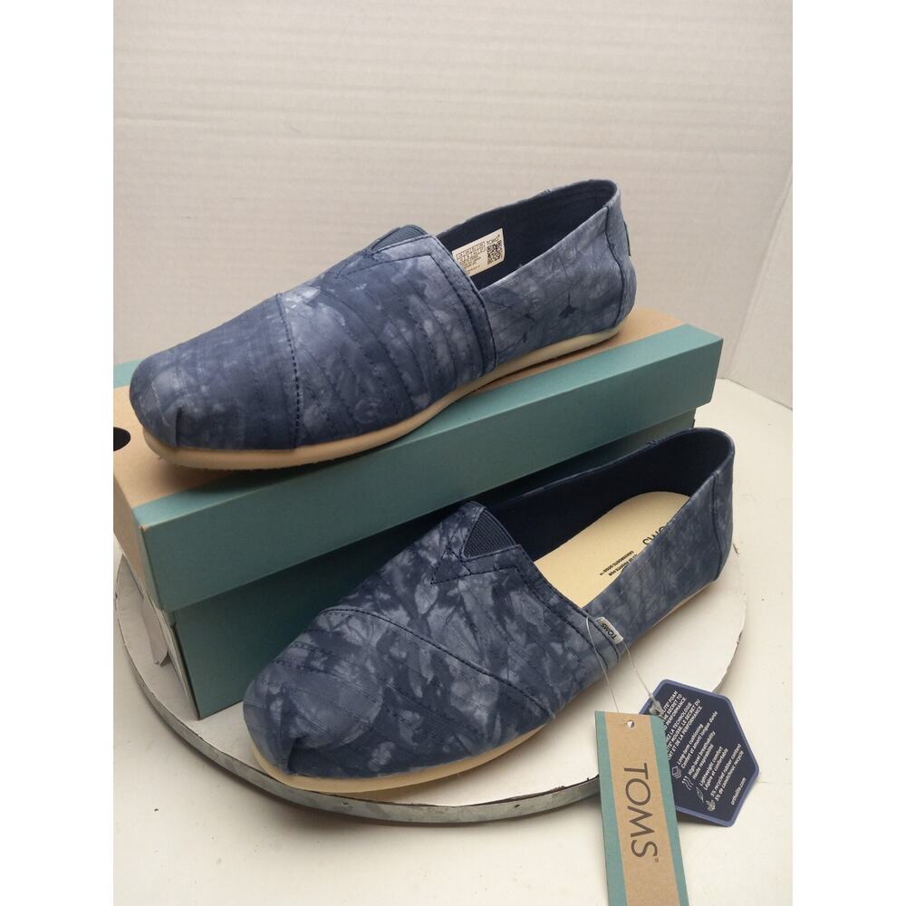 TOMS Alpargata Slip On Blue Tie Dye Woven Womens Size 10 Shoes Loafers - Picture 2 of 12